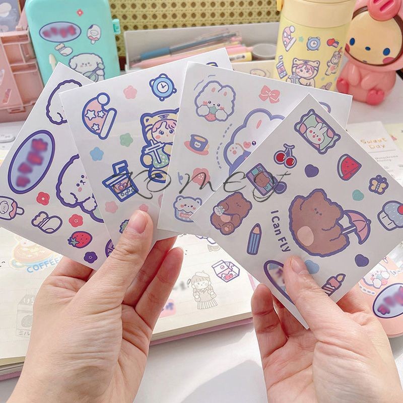 

【qing】Stiker PET Kartun Anak-anak Stiker Perekat Diri Transparan Stiker Gelas Air Tahan Air