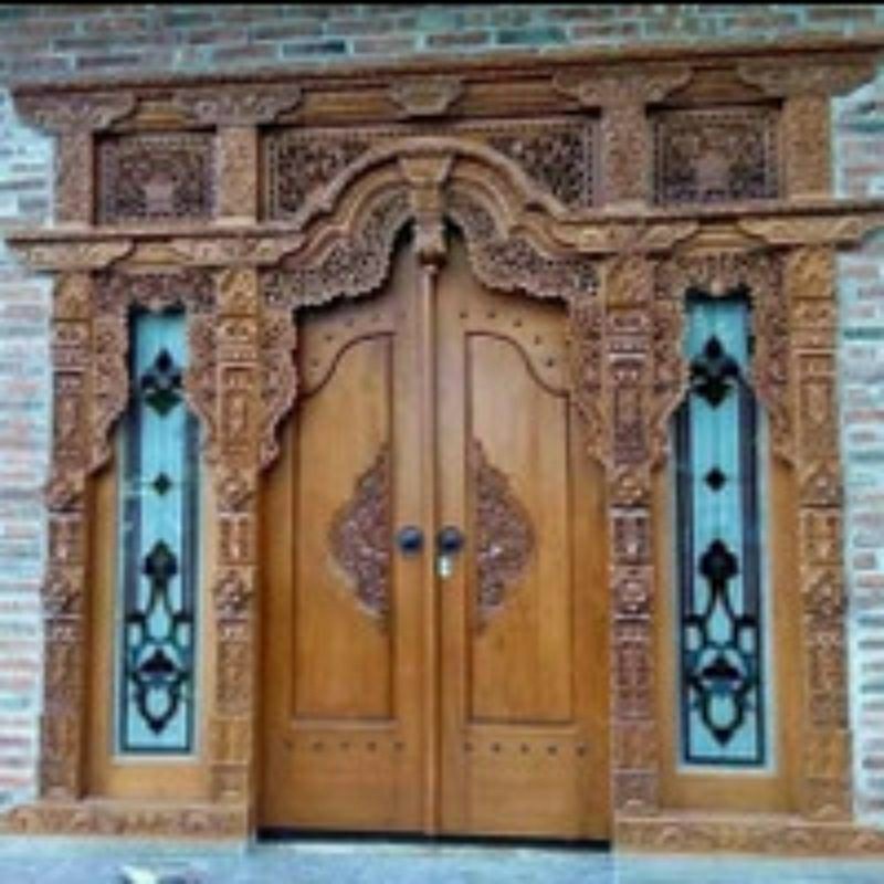 Pintu Gebyok 300 x 270 cm, Gebyok Motif Ram Kaca