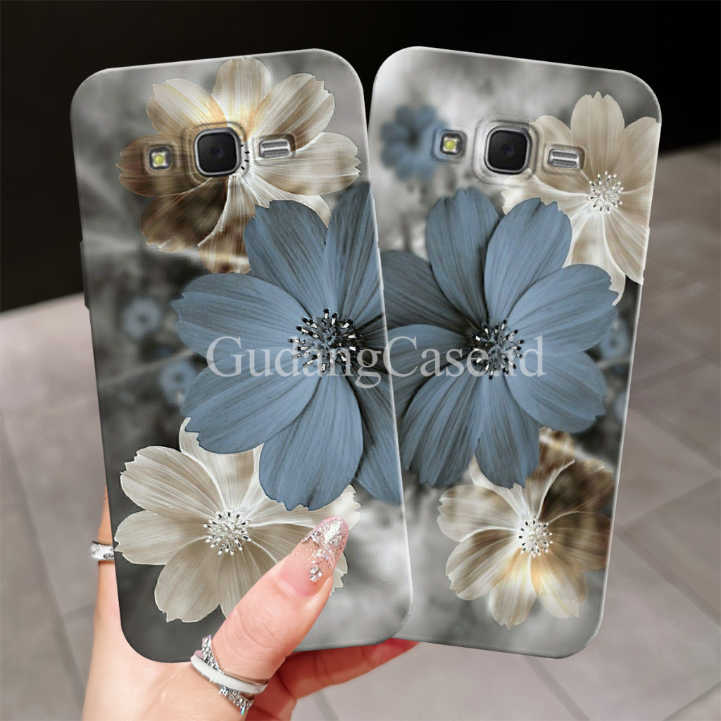 Softcase Samsung J2 Prime / J7 Prime / J6 Prime Silikon Lentur Pelindung Kamera Motif Bunga Biru