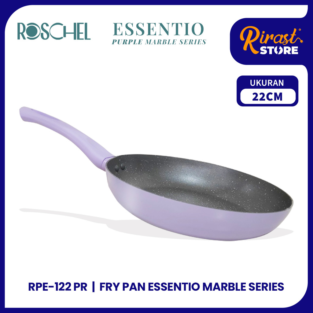 RIRAST- ROSCHEL FRY PAN 22 CM ESSENTIO GREY MARBLE SERIES RPE-122PR WARNA UNGU