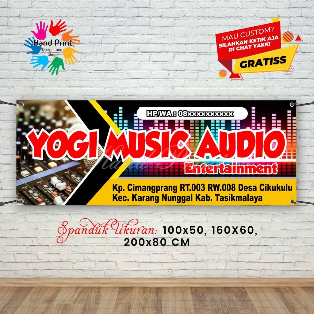Cetak Spanduk Banner Musik Audio Rainbow MMT Spanduk Custom 200x80