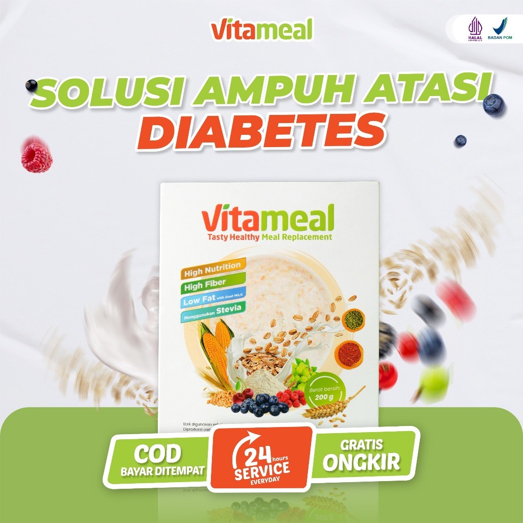 

Promo - VITAMEAL Sereal Ampuh Turunkan Gula Darah dan Diabetes 1 Box 200g Meal Replacement Super Food Diskon Harian