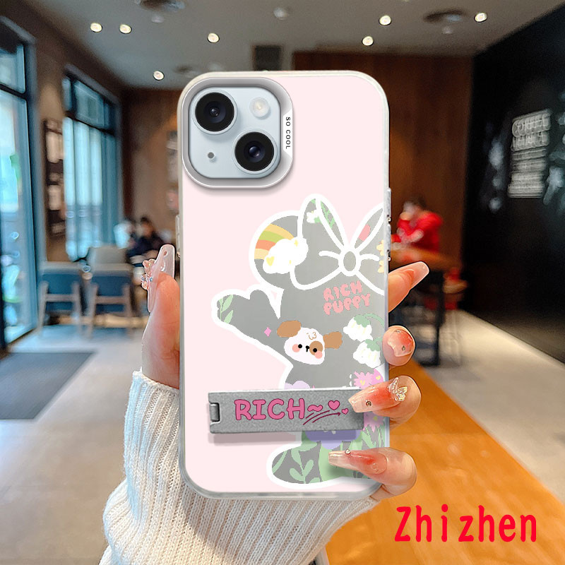 Cute Puppy Flowers Phone Case with Mirror Effect Is Suitable for IPhone 13，IPhone 13 PRO，IPhone 13 P