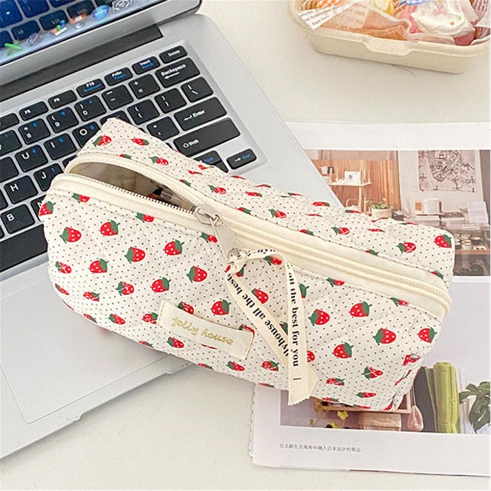 

Vintage Fresh Floral Pencil Bags Korean Style Cute Student Pencil Cases Stationery Supplies Cosmetics Storage Bag