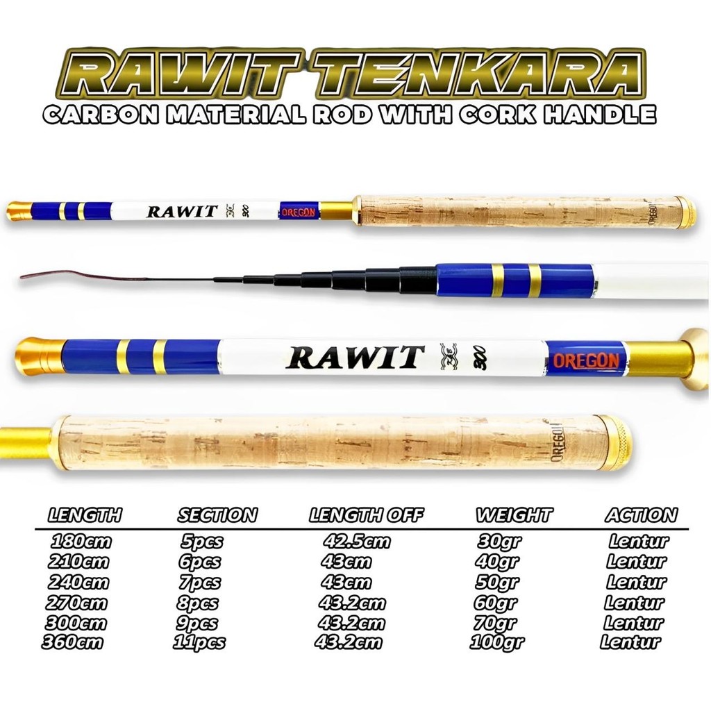 Oregon Rawit Tenkara 180 210 240 270 300 360 Joran Tegek Ruas Pendek Bahan Carbon Action Lentur Tang