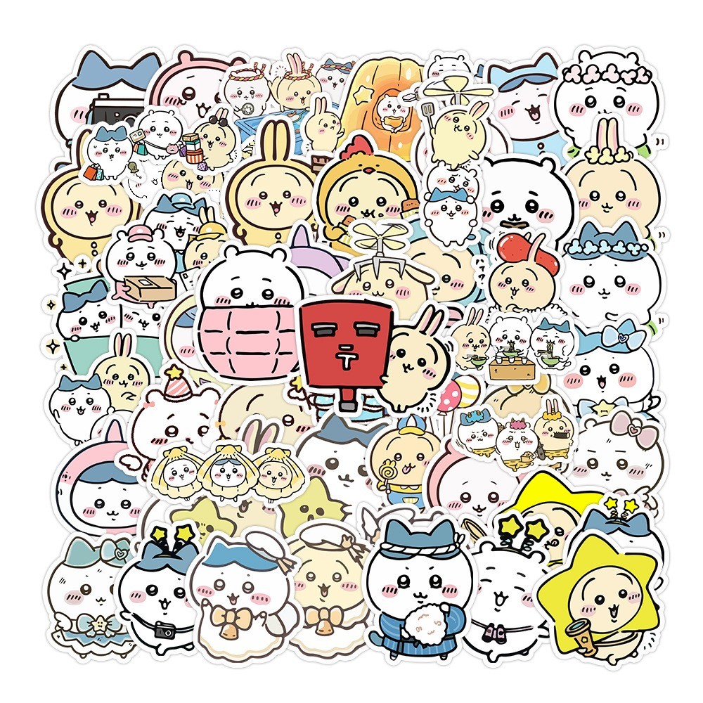 

50 Pcs Sticker Chiikawa Vinyl Waterproof untuk Tempelan Laptop Tumbler HP Koper DIY [26]