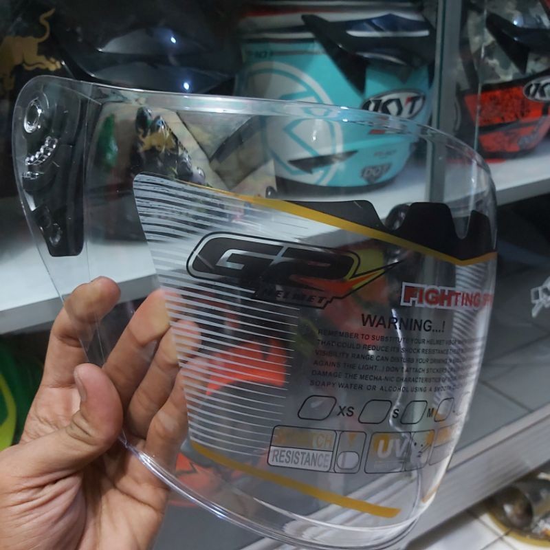 Kaca Helm Half Face G2 Optimak Clear Bening Original