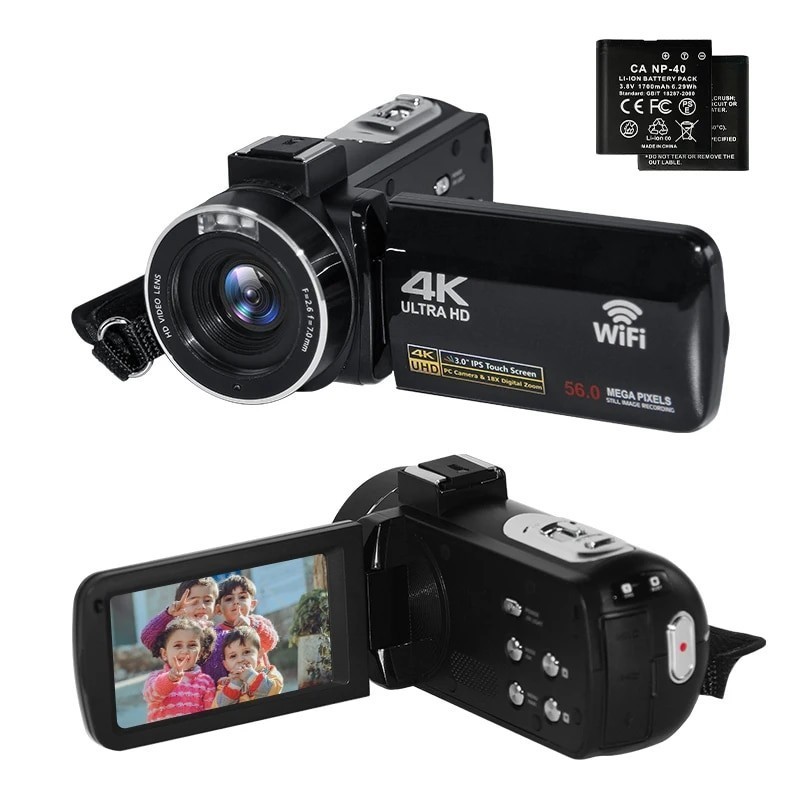 4K Camcorder Ultra HD 56MP Video Blog Camcorder for YouTube 18X Digital Camcorder IR Night Vision Wi