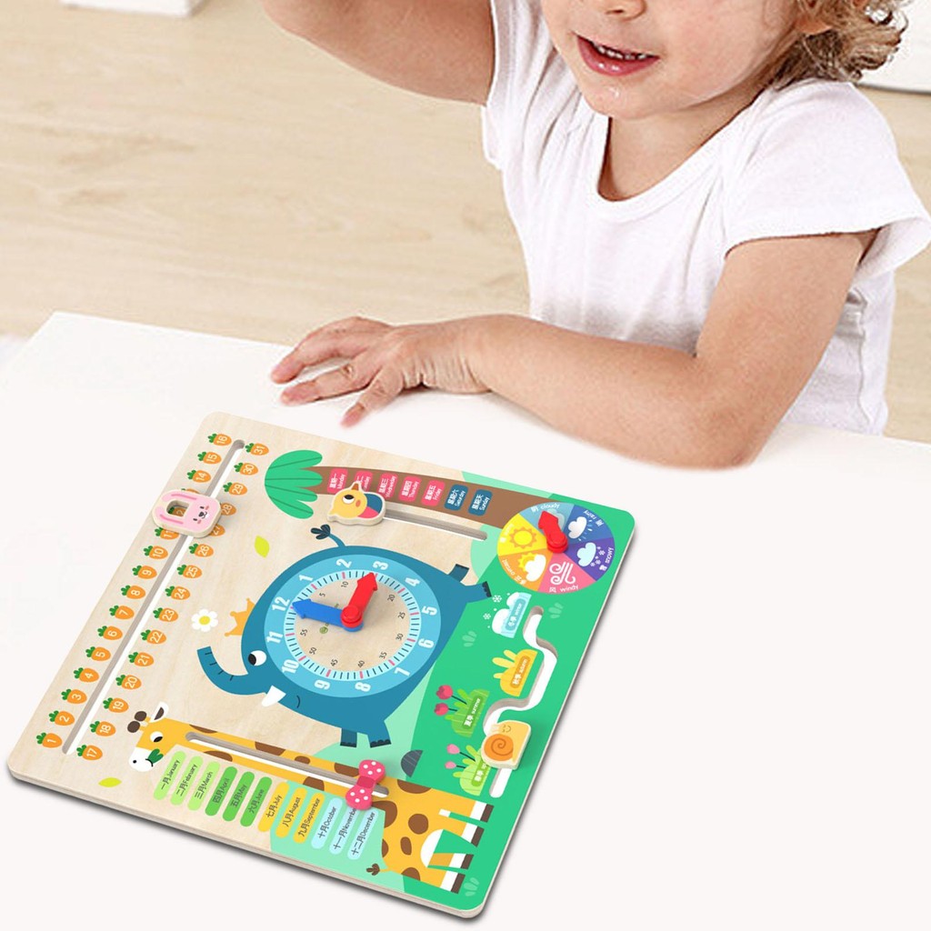 

Calendar Time Learning Toy, Fun Portable Educational Teaching Aid Montessori for Kids Preschool Children