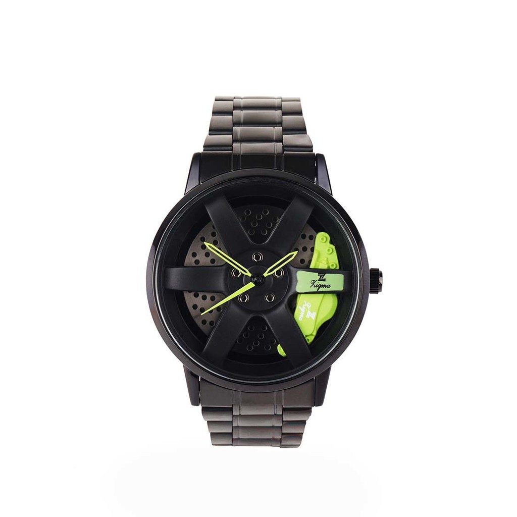 Jam Tangan Mewah ZIGMA T37 Dengan Rantai Baja Hitam dan Jarum Hijau - Desain Elegan, Tahan Air, dan 