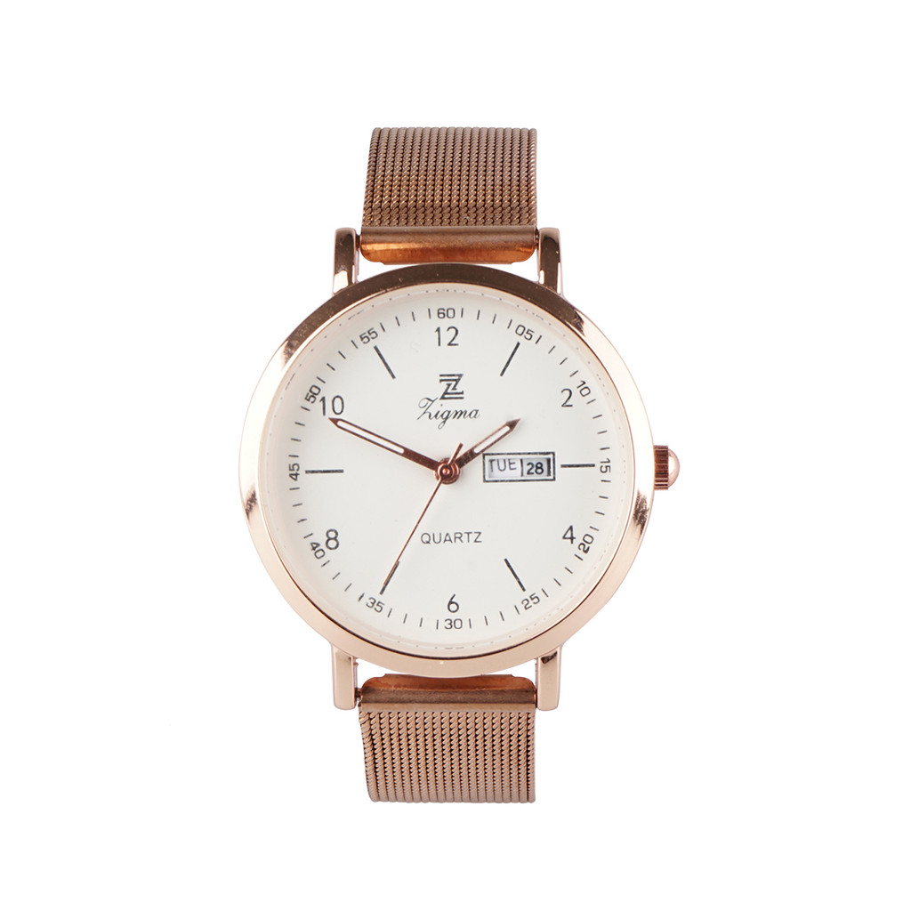 Jam Tangan Elegan ZIGMA Wanita 610 dengan Case Putih dan Gelang Emas Gratis - Aksesori Fashion Wanit