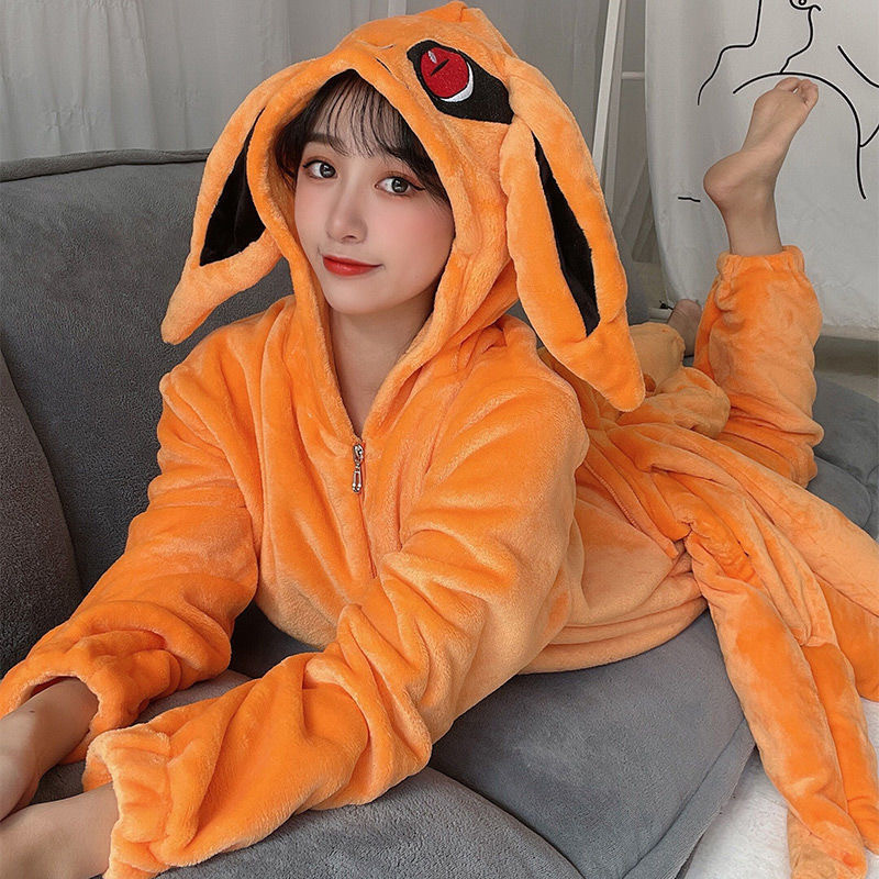 Piyama karakter Anime Hokage Uzumaki NARUTO, kostum Cosplay Kurama Kyuubi Fox, piyama dewasa Unisex 