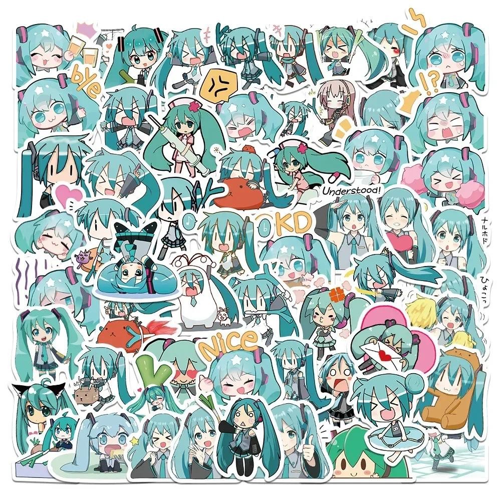 

65pcs Hatsune Miku Sticker Pack Waterproof Phone Case Cartoon Journaling Stationery Kawaii Packaging Cute Laptop Skin