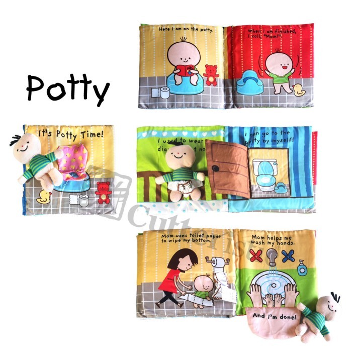 Soft Book Bayi Newborn Bath Potty Training, Mandi Buku Kain - Potty Time