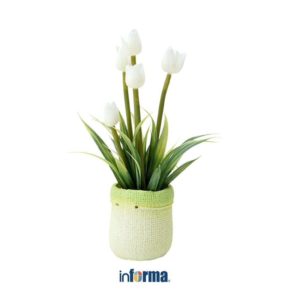 Informa 14X14X22 cm Bunga Artifisial Tulip - Putih Bunga Hias Cantik Sintetis Tanaman Artificial Paj