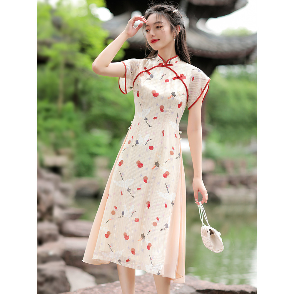 Gaun Cheongsam Dress Hanfu Modern Anak Perempuan Imlek Chinese