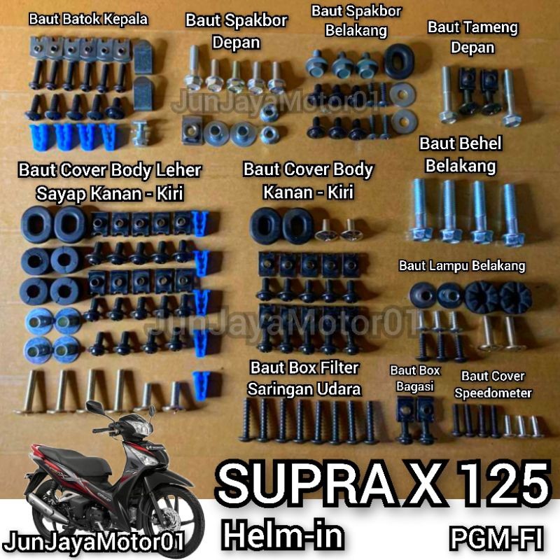 COD / Promo / Original / Baut Lengkap Full Set Body Honda Supra X 125 Helm In / Baut Lengkap Fullset