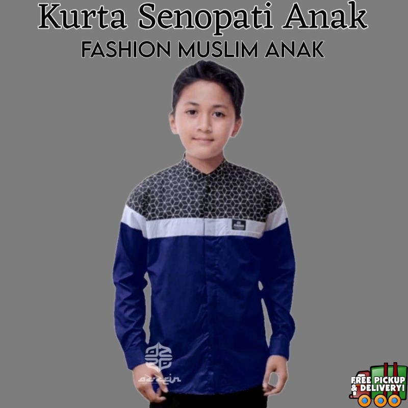 Baju Koko anak Lengan Panjang remaja SD SMP kombinasi batik