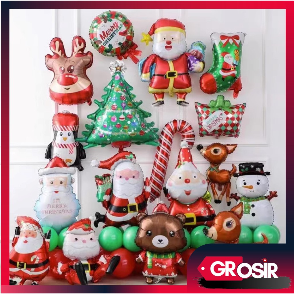 Grosir - 6019 Balon Natal Foil / Balon Foil / Balon Karakter Natal Hias / Balon Dekorasi Christmas