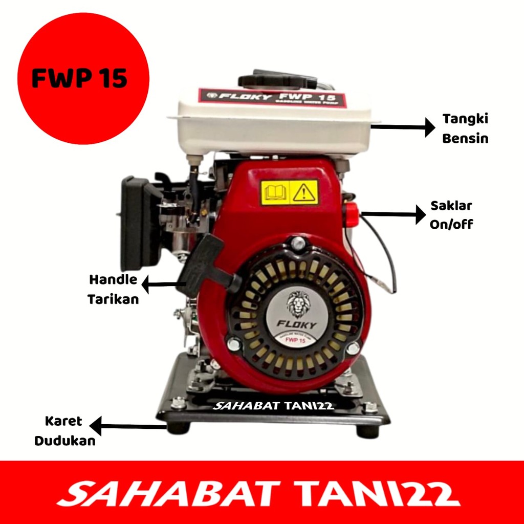 Mesin Pompa Air Sawah 1,5 Inch FLOKY 4 Tak Mesin Alkon Pompa Air Irigasi FLOKY FWP15 4 Tak Mesin Wat