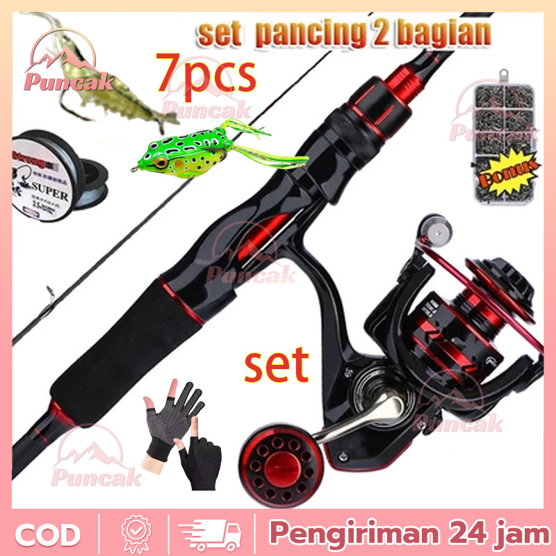 Joran Pancing Set 1.6m-2.4m Reel Pancing LK 2000-7000Joran UL Carbon Pancingan Set Lengka  Putar Rel