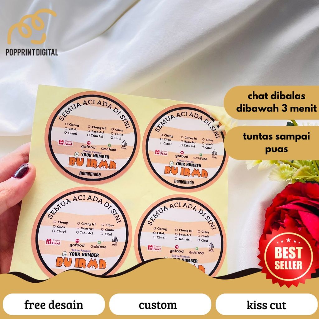 

PopPrints 2-4 Cetak Stiker Label Kemasan Cireng Cilok Cibay Sticker Bulat Free Desain Custom Brand