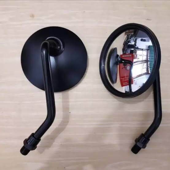 spion bulat retro hitam honda Yamaha gagang pendek