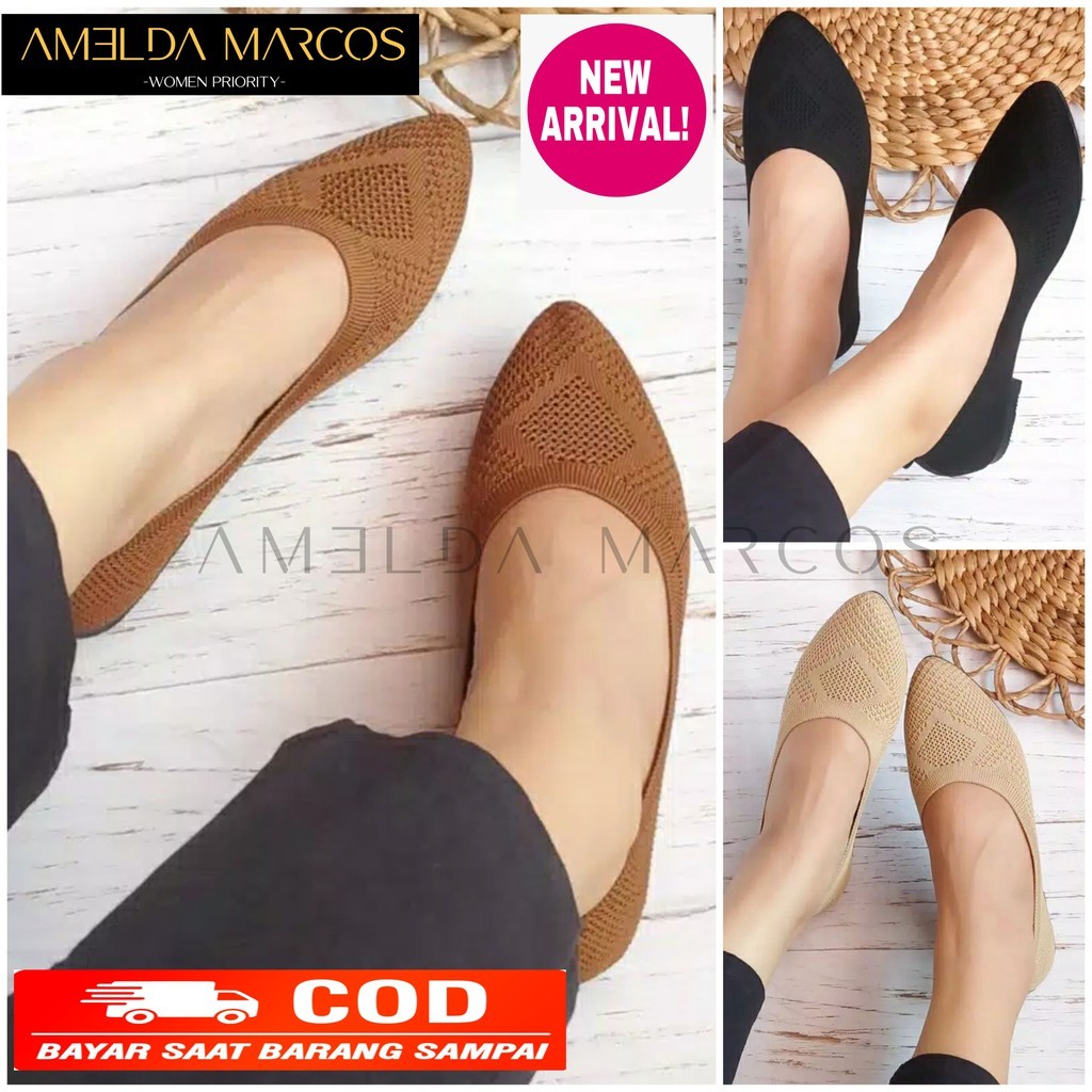 Gratica Sepatu Wanita Flat Shoes Rajut Lancip AW 92