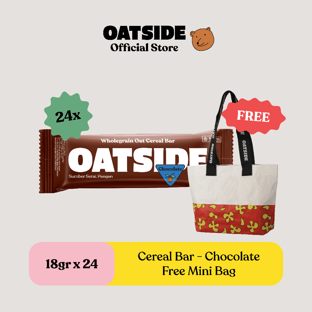 

OATSIDE Oat Cereal Bar Chocolate 18gr (24pcs) FREE Mini Bag