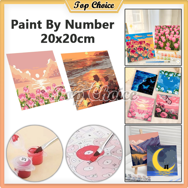 

Paint By Number 20x20cm / Lukisan Kanvas DIY / Kanvas Painting