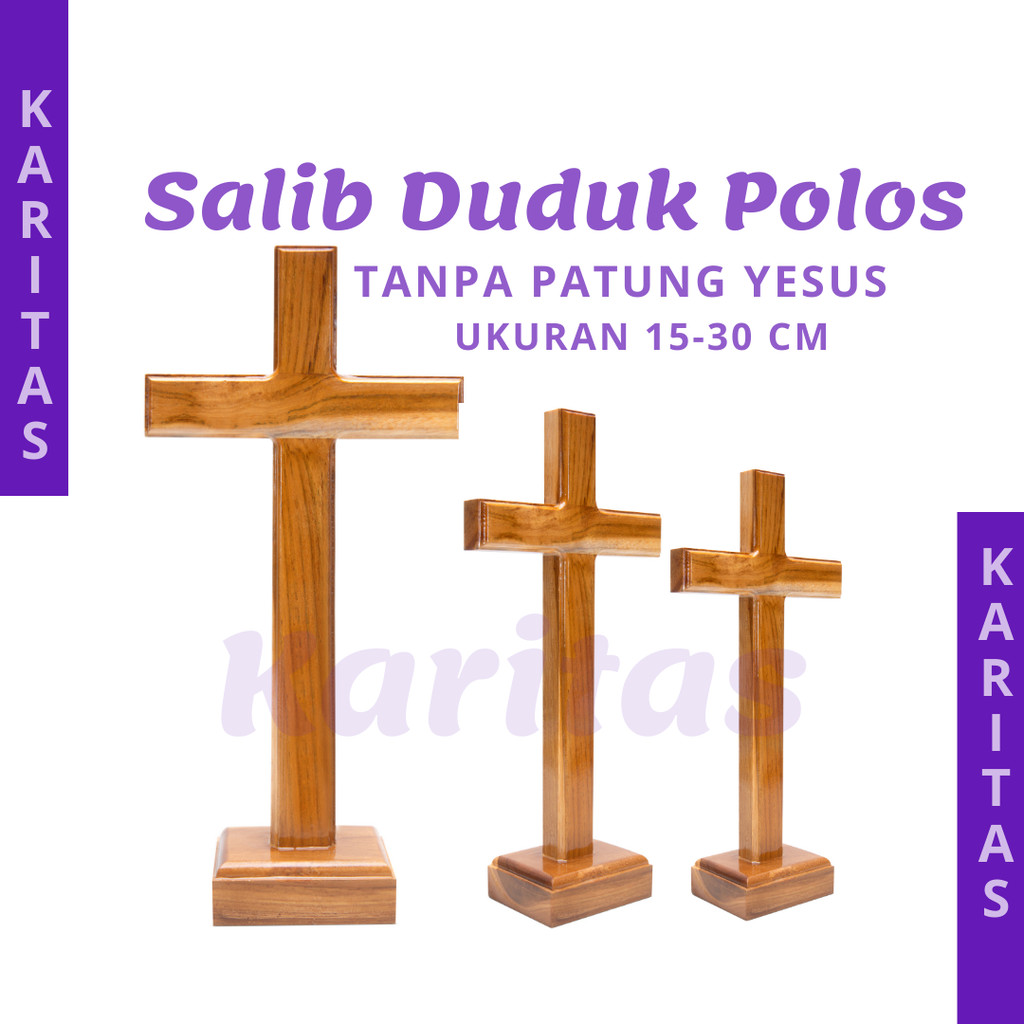 SALIB DUDUK KRISTEN 20 - 30 CM / SALIB MEJA KRISTEN / SALIB POLOS / HIASAN MEJA KRISTEN
