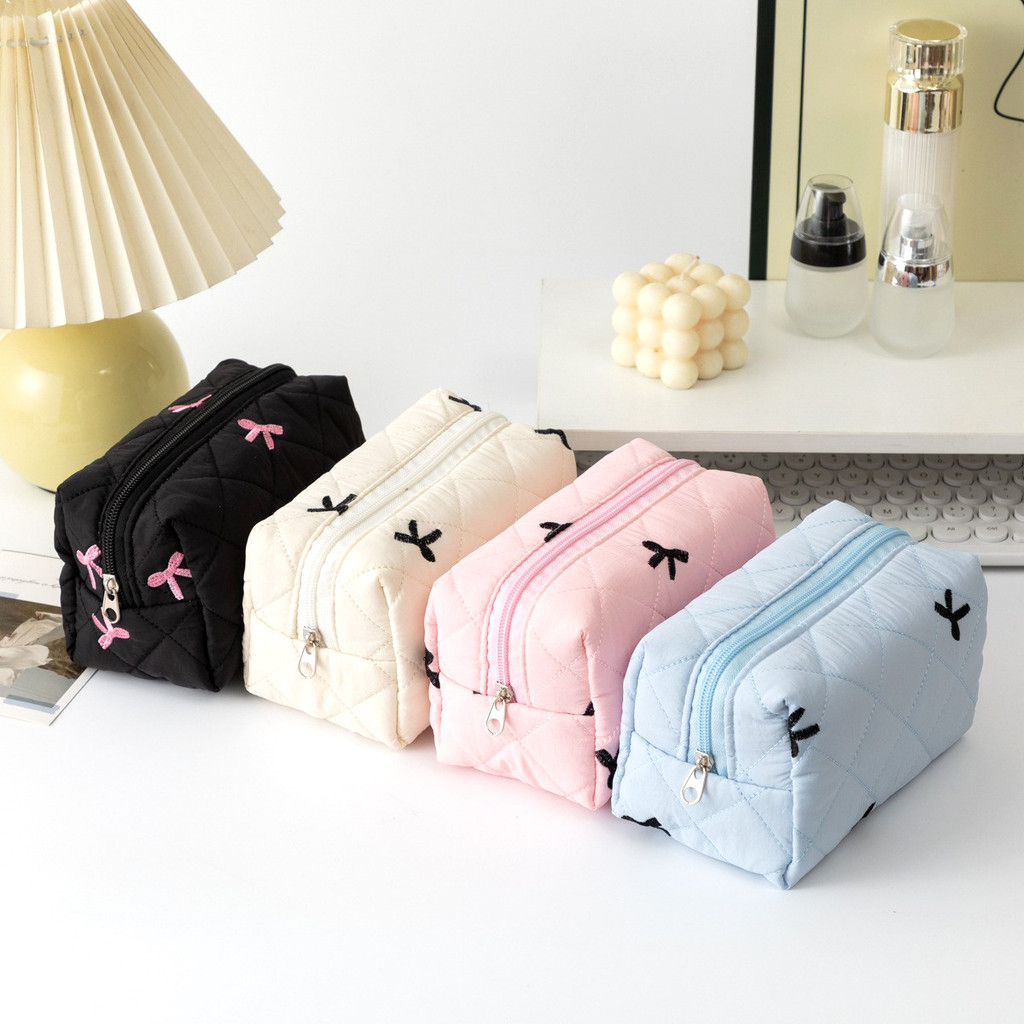 

Bowknot pencil case, with zipper portable stationery case storage bag ,study supplies large capacity fashionable pencil case