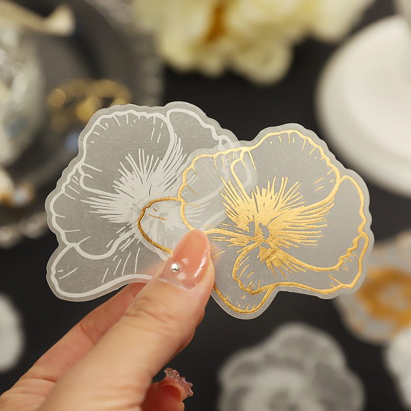 

20Sheets Per Pack Stickers Bronzing gold flowers sulfuric Handmade Material butterfly Plant scrapbooking decorative Paper NEW