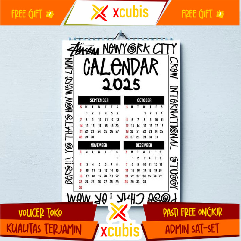 

kalender 2025 stssy - kalender dinding aesthetic - kalender hypebeast