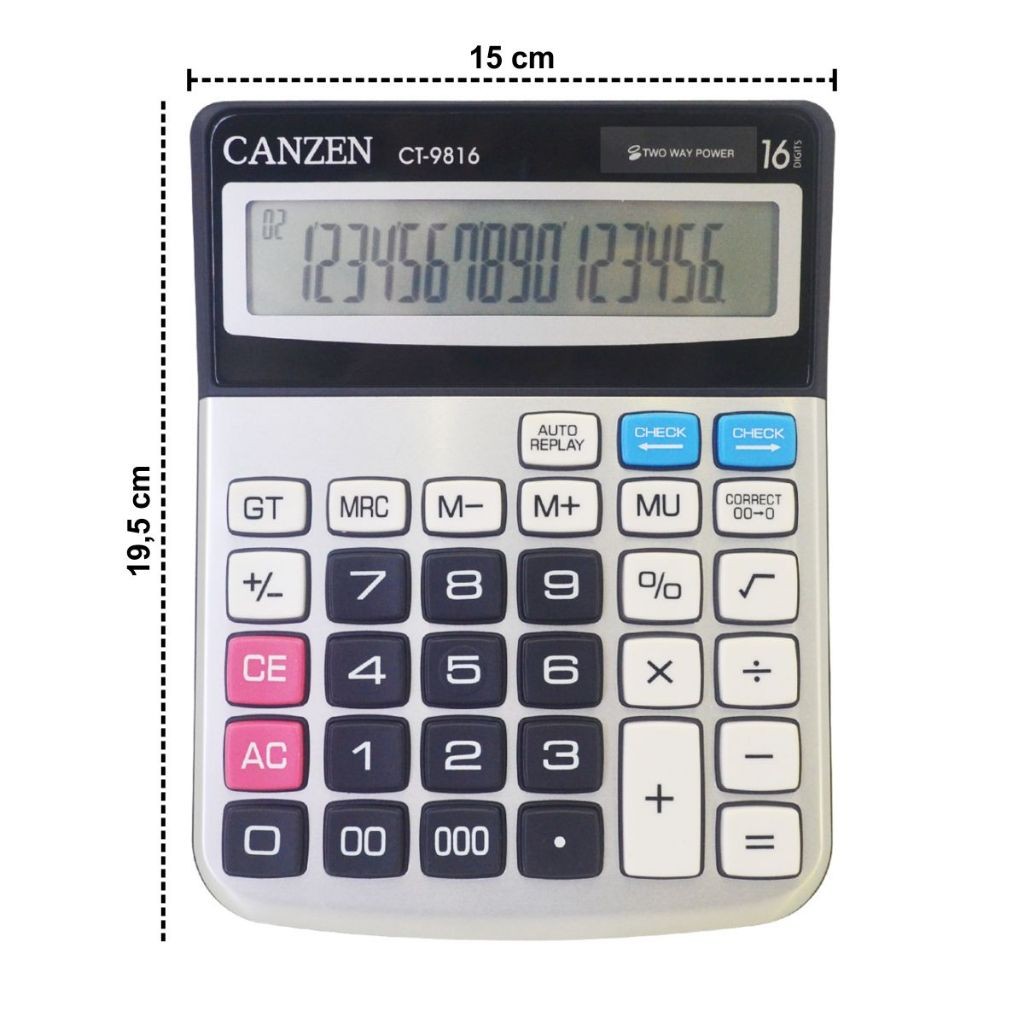 

Kalkulator Canzen CT-9816 Desktop Calculator Mirip Citizen 16 Digit