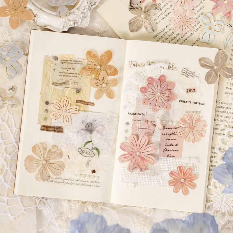 

25Pcs openwork embossed Handbook Decorative School Supplies Notebooks Writing Pads Scrapbook 108*70mm Per Pack Material Paper