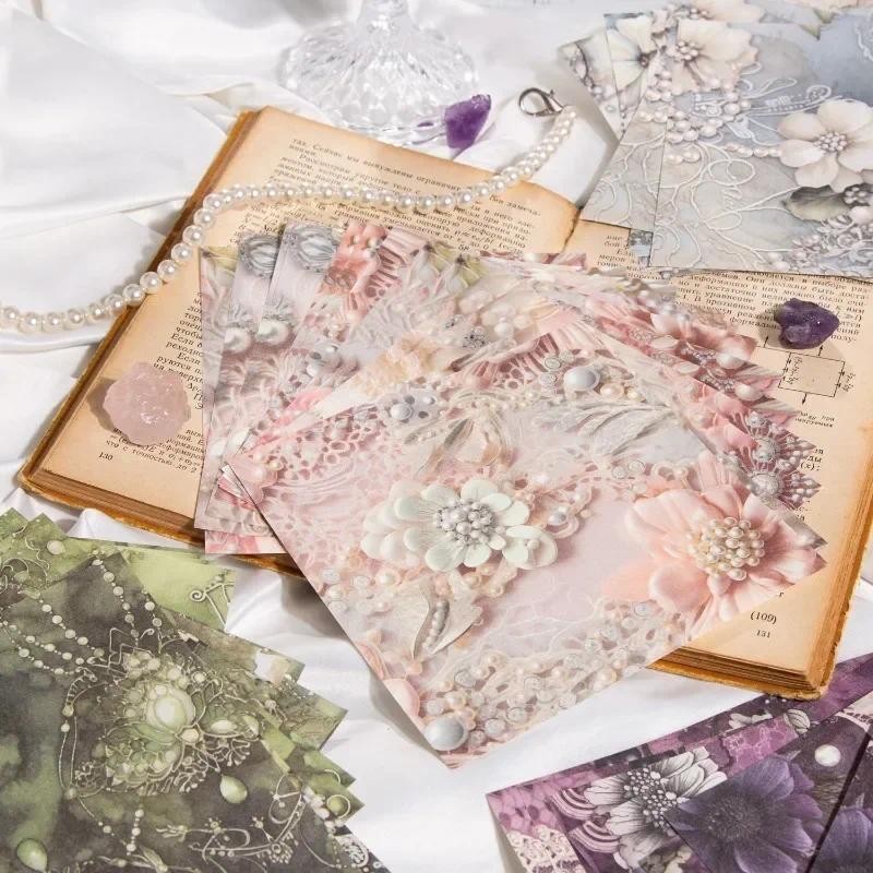 

30Pieces Notebooks Decoration Retro Material Paper Gem Romance Message materials Handbook Writing Pads Background 150*170MM