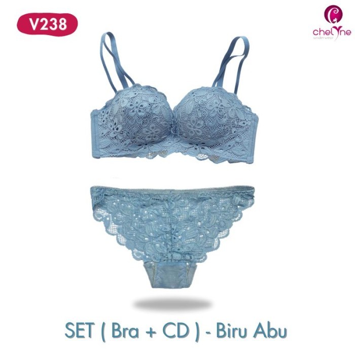Chelyne BH SET ( Bra + CD ) Tile Brukat V238   B4011 Brukat Tebal - SETV238-AbuBr32