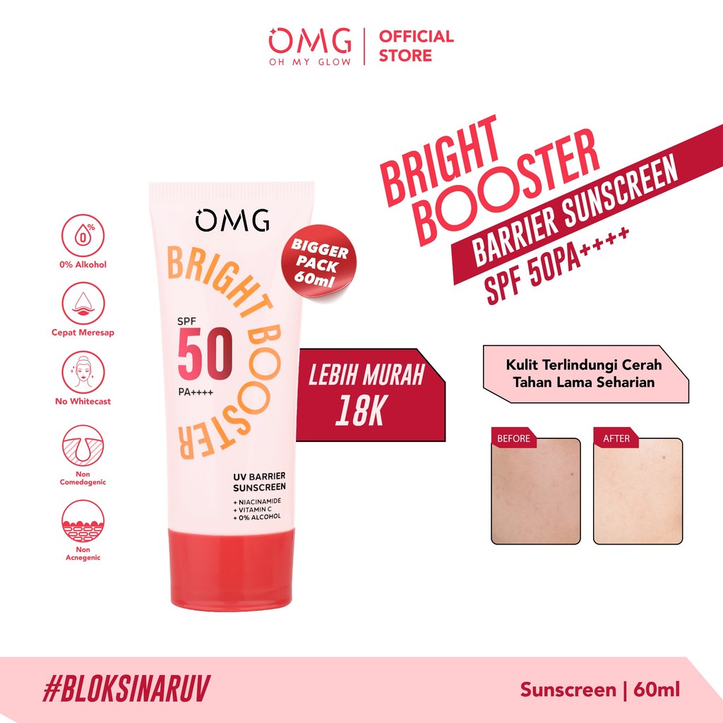 [TRAVELING KIT] NEW! OMG OH MY GLOW UV Barrier Sunscreen SPF 50 PA++++  60 ml - Sunscreen - Mencerah