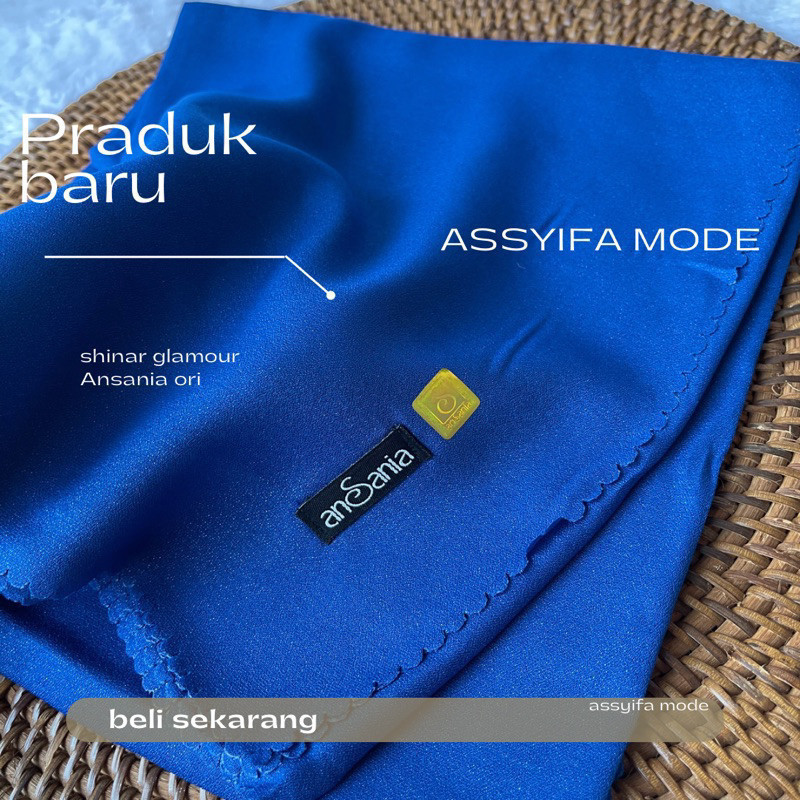 Kerudung Jilbab Segiempat Kondangan Mewah Premium Anti Letoy - Biru Elektrik
