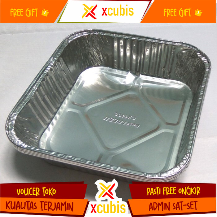 Aluminium foil cup OX 1400 / Cup loyang macaroni schotel / 20 x 20 x 5 cm / Aluminium foil tray