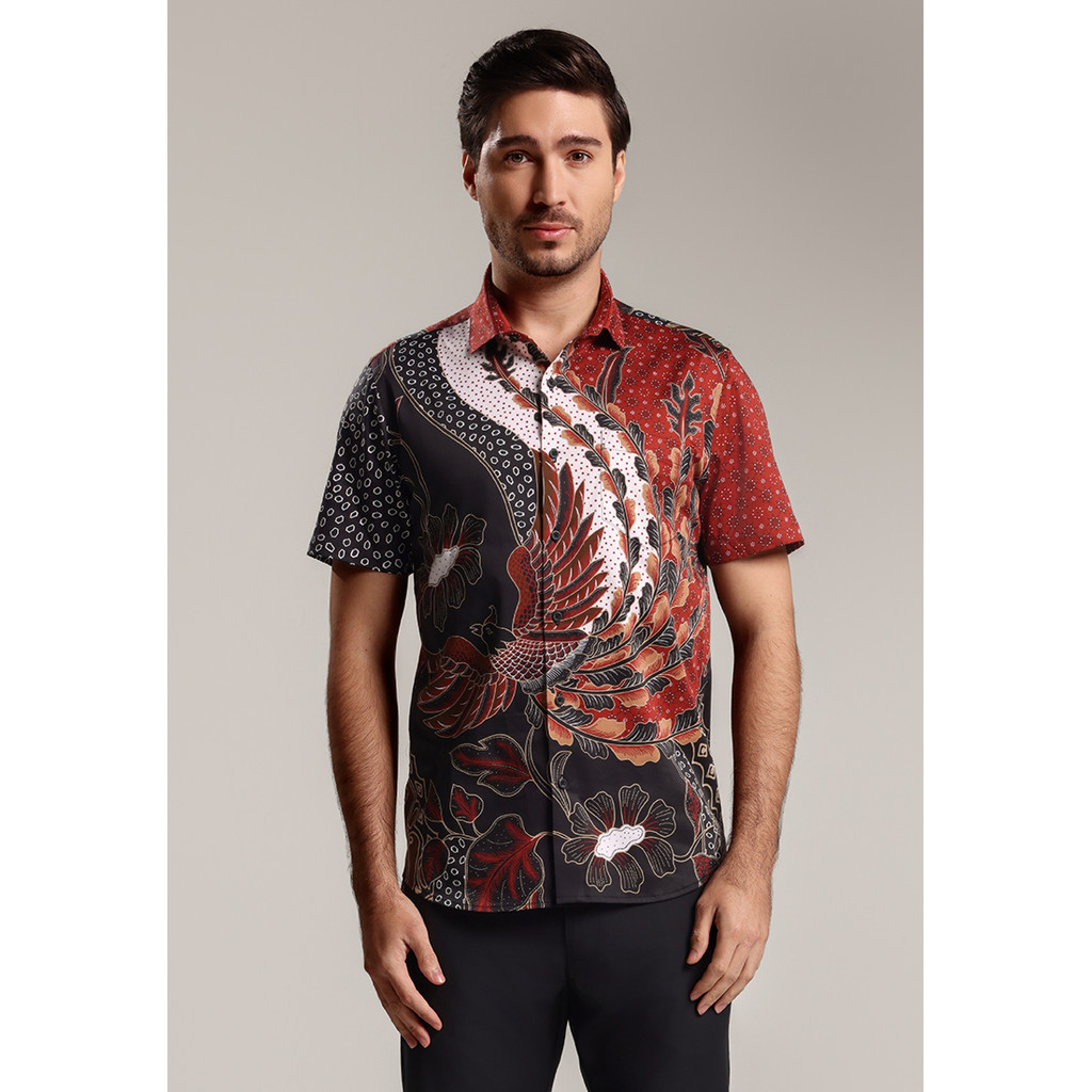 MOC - Kemeja Batik Pria Lengan Pendek Lakhon - Red