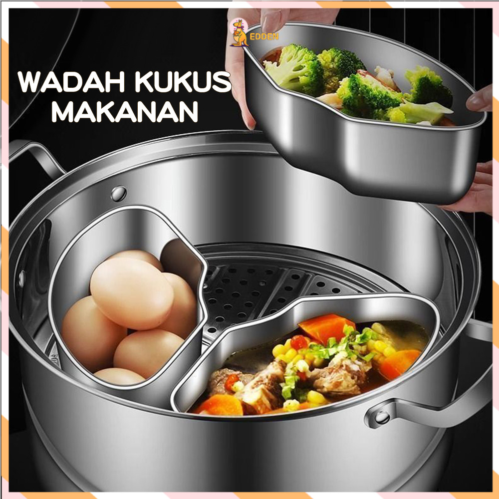 Edden Mangkok Kotak Kukus Stainless Steel Panci Serbaguna Kukusan Steamer