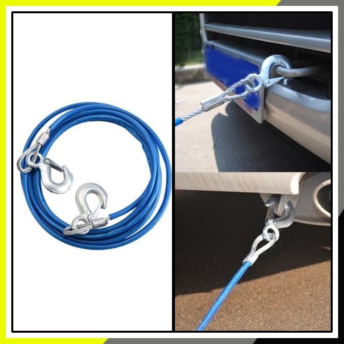 Tali Derek Mobil Kawat Baja Seling Towing 4 Meter 5 Ton - 5 TON [0470]Dijamin Ori