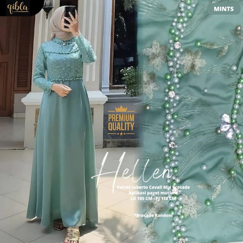 Terbaru HELLEN DRESS | TERMURAH GAMIS BRUKAT JUMBO KEKINIAN MODEL LONG DRESS MUSLIM GAMIS 2022 TERBA