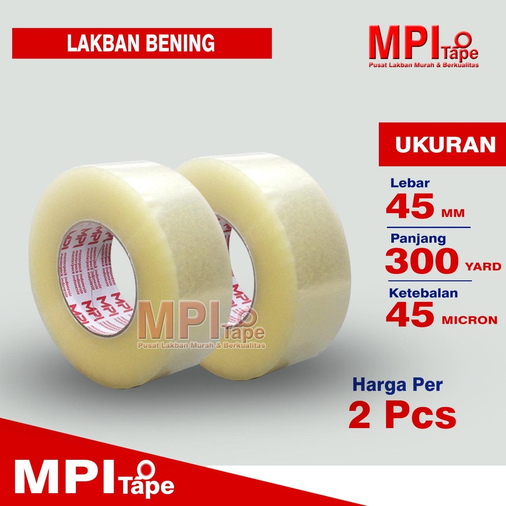 

2 Pcs - Lakban Bening Uk 45 mm x 300 Yard / Lakban Packing - MPI, Lem Kuat, Solusi Packing Hemat