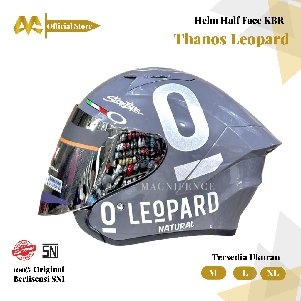 Helm Half Face KBR Thanos Thermatron Original helm Half Face  Leopard Spoiler Helm Half Face KBR Red
