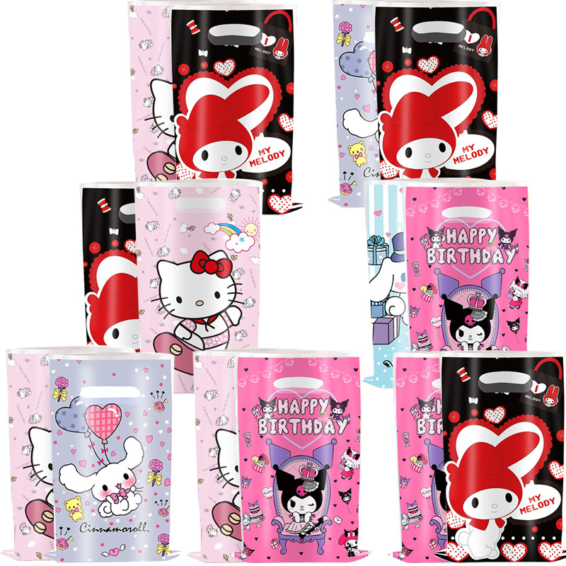 

Kuromi Theme Party Gift Bag Hello Kitty Candy Bag Child Party Loot Bags Kids Girls Cinnamoroll Birthday Party Favor Supplies Bag