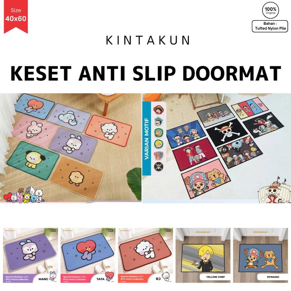 JAKLUIS_SHOP [EXCLUSIVE] [One Piece X BT21 Minini] Kintakun Home - Keset Print (40x60) Aesthetic Ser
