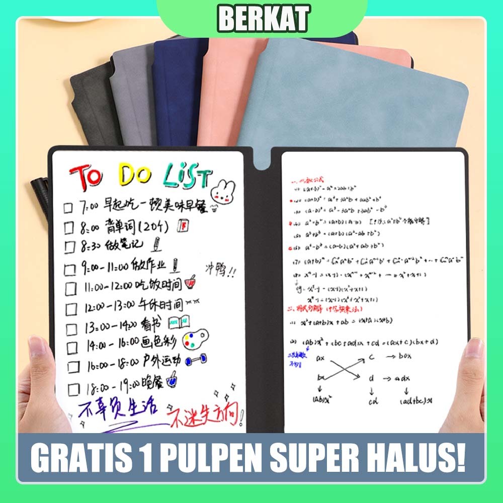 

(COD)Papan Tulis Portable A5 Whiteboard Notebook PU Leather with Pen Draf Buku Notepad